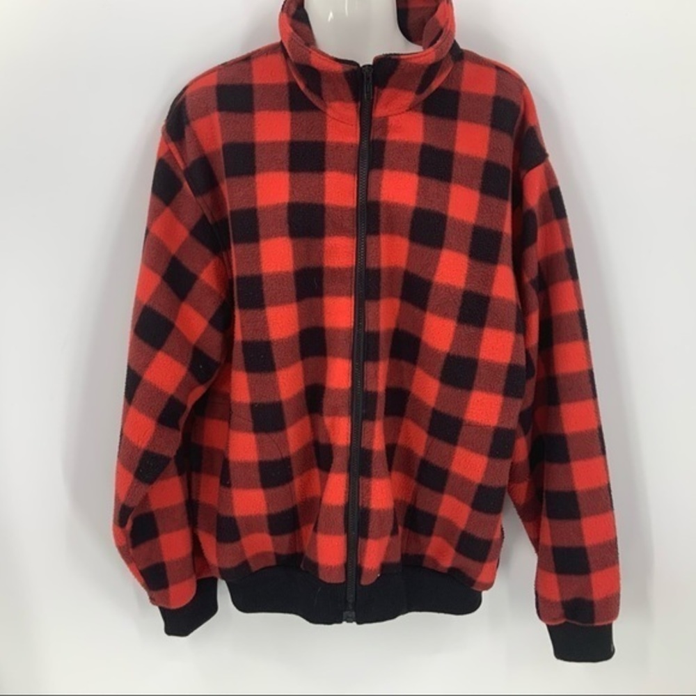 Trader Bay fleece red/black buffalo check jacket XL